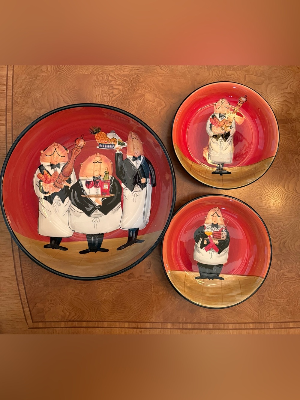 Certified International “Dinner Is Served” Ceramic Pasta Bowl Set 3pc